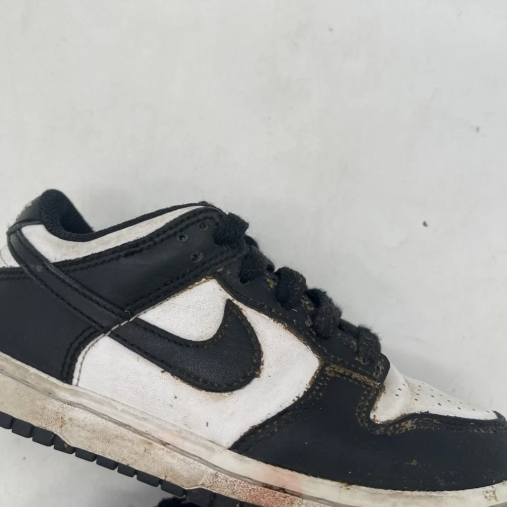 Nike Dunk Low Panda Shoes Youth 12c Lace Up Skate Sneaker CW1588-100